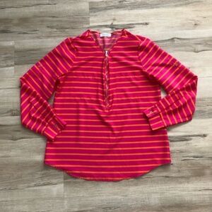 Calvin Klein Pink and Orange Striped Blouse